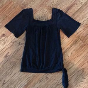 Black square neck top